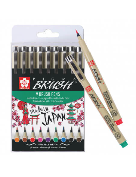 Pigma Brush Pen Set 9 pieces
