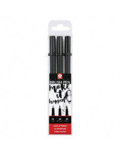 Pigma Brush Pen Set, 3 pieces Black