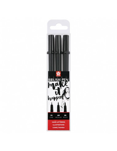 Pigma Brush Pen Set, 3-teilig schwarz