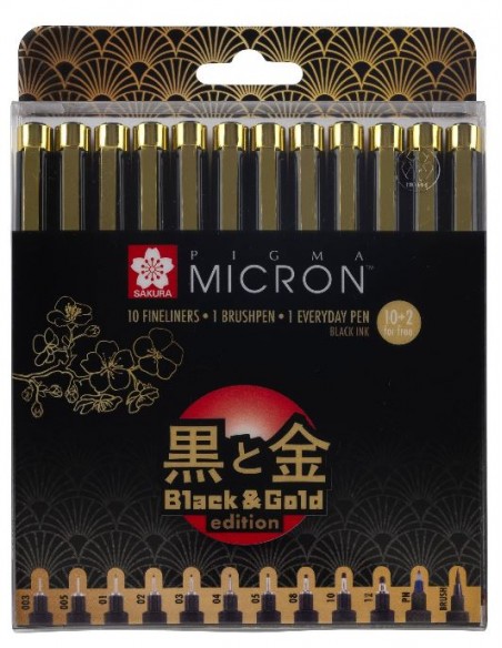 Pigma Micron 10+2 Fineliners black gold edition